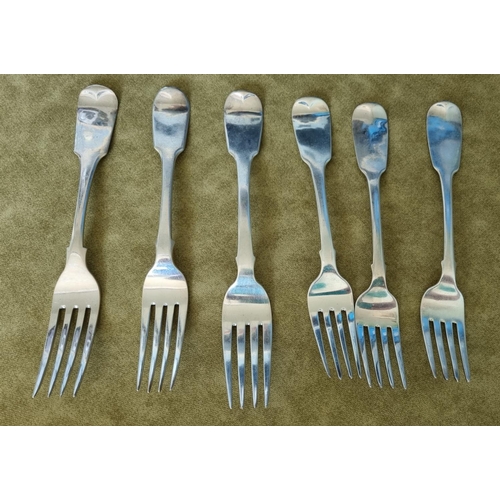 946 - A group of early 19th Century Irish Silver Forks to include makers Edward Power, John Smith, Samuel ... 