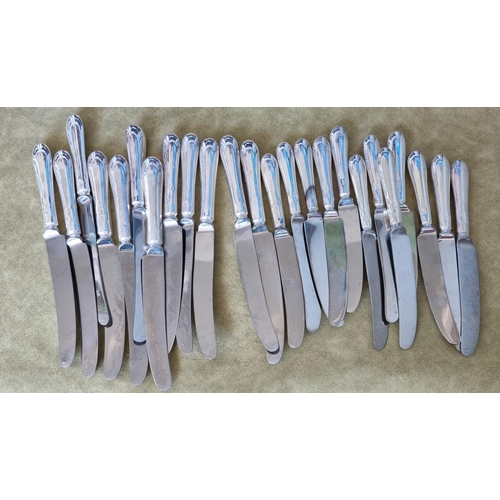 947 - A set of twelve Silver handled table Knives along with a set of twelve Silver handled desert Knives,... 