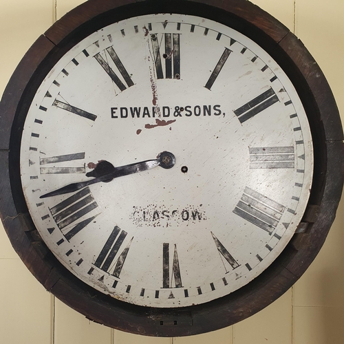 820 - A 19th Century Oak cased Railway Clock by Edwards  & Sons of Glasgow with fusee movement. D55cm appr... 