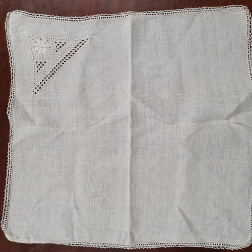 185 - A set of 10 embroidered  Linen napkins along with a set of 6 linen napkins.