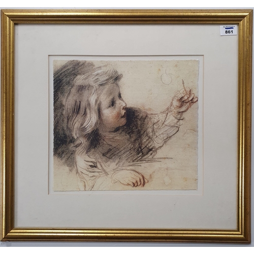 861 - A framed Print of a young Girl.