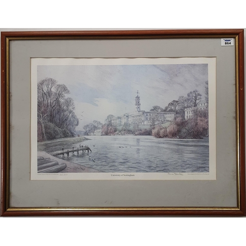 864 - A Framed color Print of Nottingham University.