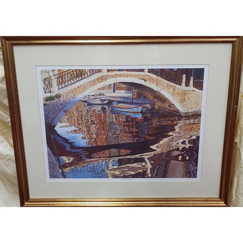 873 - A limited edition coloured Print of a Venetian scene after Michael McDonagh Wood. Rio Delle Teresse.... 