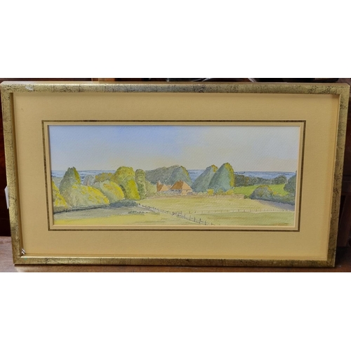 878 - A 20th Century Watercolour of a country scene.
16 x 36 cms approx.