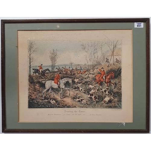 891 - 'Drawing the Cover' a 19th Century color Engraving after R.G. Reeve .