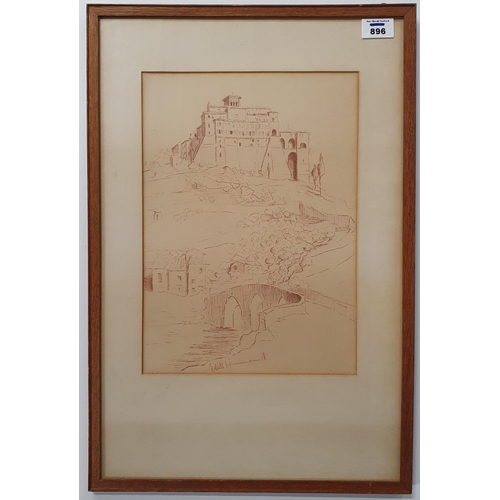 896 - Two framed hand Sketches .