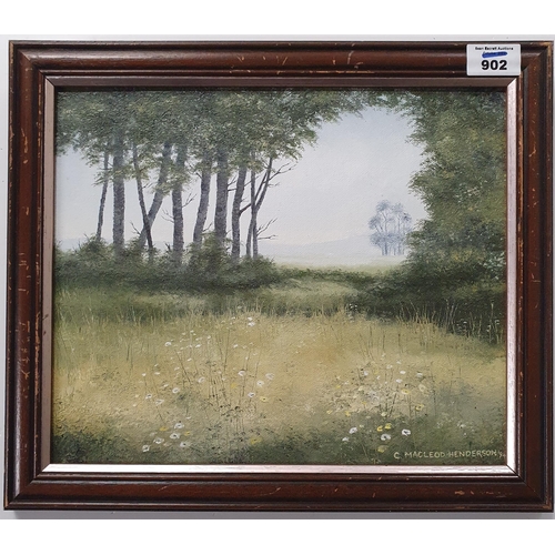 902 - A woodland Oil On Board, signed C.Mac Cleod Henderson.