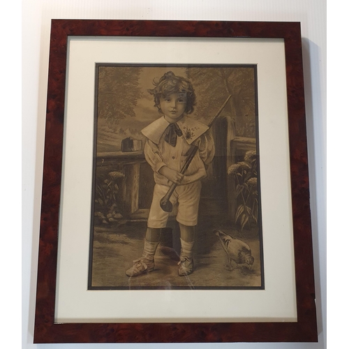 905 - A 19th Century Lithograph of a young boy, no apparent signature. 40 x 30 cm approx.