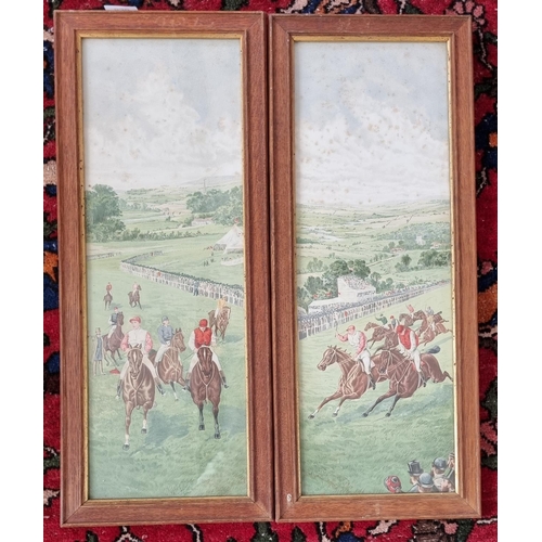 396 - A good pair of early 20th Century Racing Prints. 55 x 23 cm approx.