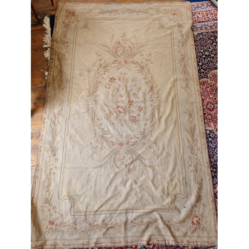 430 - An Aubusson design Rug/Wall Hanging with cream ground. 233 x 146cm approx.