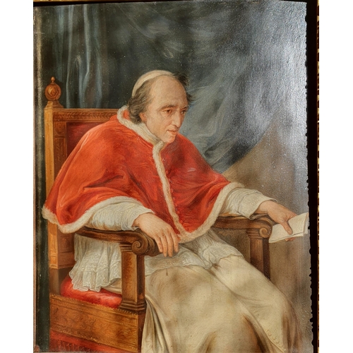 411 - A 19th Century Oil on Board of Pope Pius VII in a good original gilt Frame. 29 x 23 cm approx.