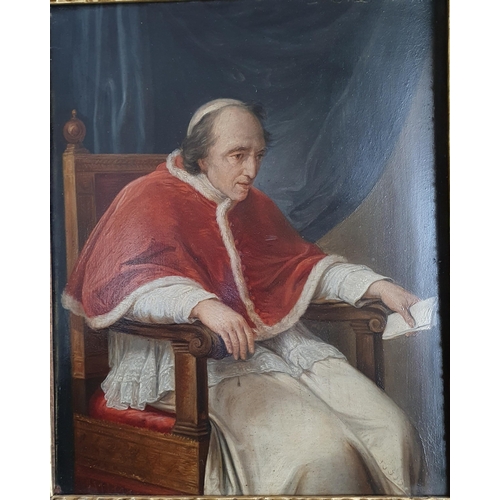 411 - A 19th Century Oil on Board of Pope Pius VII in a good original gilt Frame. 29 x 23 cm approx.