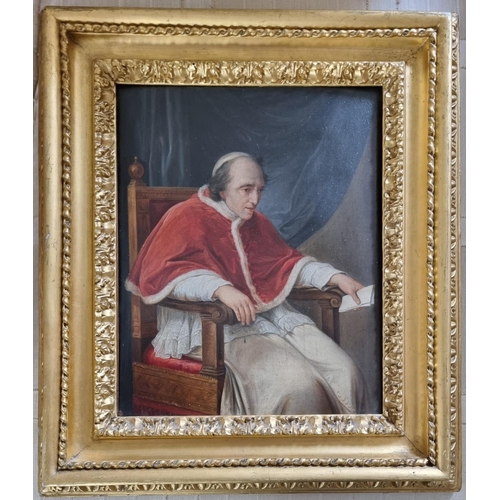 411 - A 19th Century Oil on Board of Pope Pius VII in a good original gilt Frame. 29 x 23 cm approx.