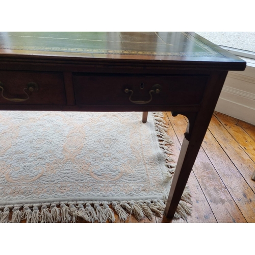 331 - An early 19th Century Writing Table with square tapered supports and triple frieze drawer with brown... 