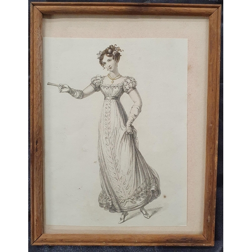 20 - A good pair of 19th Century French Fashion Engravings along with another.  First two being 40 x 32 c... 