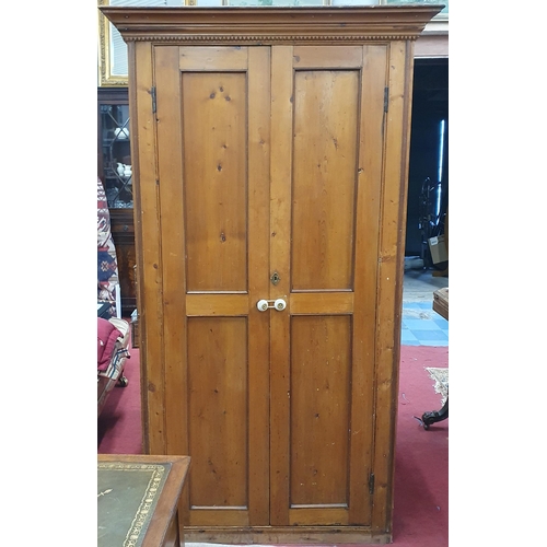 344 - A 19th Century Pine two door Wardrobe with white ceramic handles along with a Victorian Mahogany Dre... 