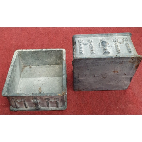 475 - A pair of small leaded metal Planters with relief moulding.
H 10 x W 20 20 cm approx.