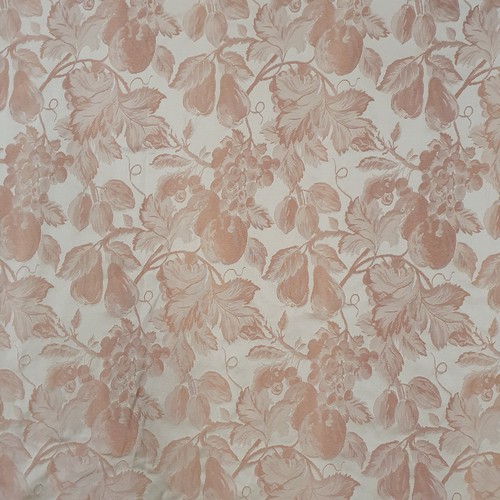 56 - A really good pair of cream ground Curtains with salmon floral design. W 90 x drop 215 cm approx.