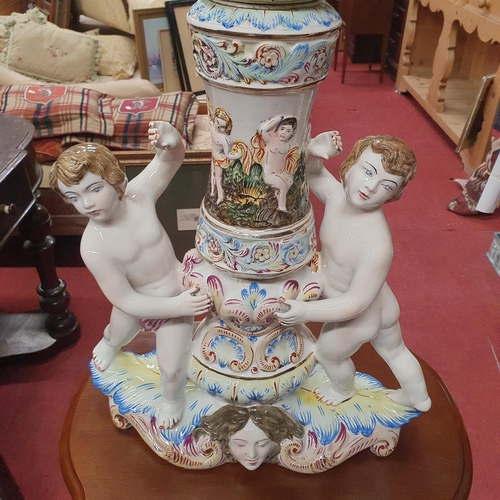 355 - A very large Capodimonte Centrepiece with profusely hand painted decoration.
H 124 x W 50 x D 24 cm ... 