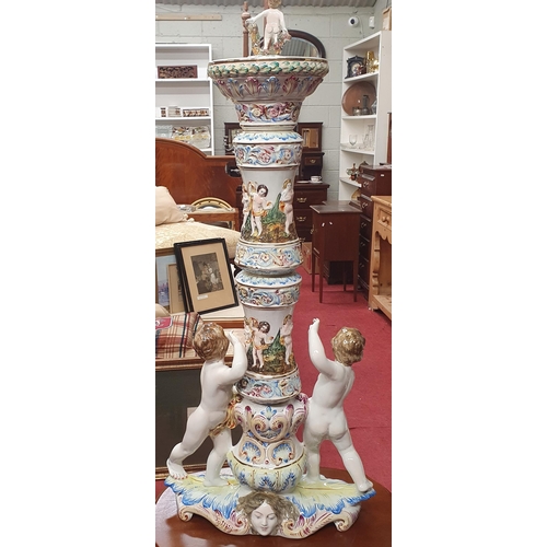 355 - A very large Capodimonte Centrepiece with profusely hand painted decoration.
H 124 x W 50 x D 24 cm ... 