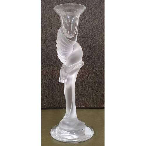 63 - A Carol Faberge Glass Candlestick with dove stem on a circular base. H 23 cm approx.