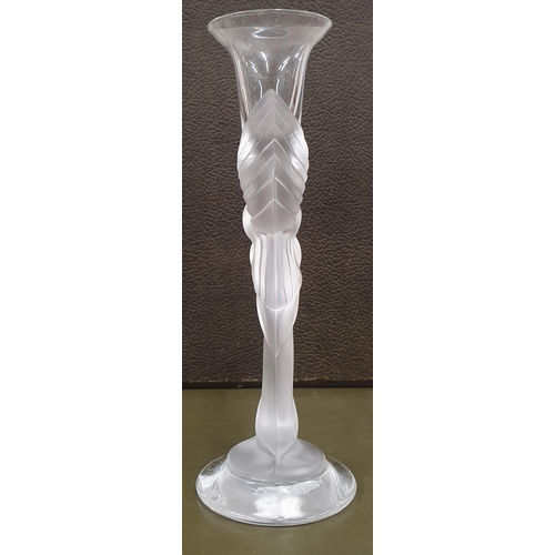 63 - A Carol Faberge Glass Candlestick with dove stem on a circular base. H 23 cm approx.