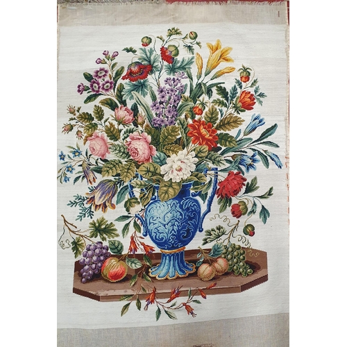 474 - A superb quality still life Tapestry Panel in colourful polychrome depicting a vase of flowers with ... 