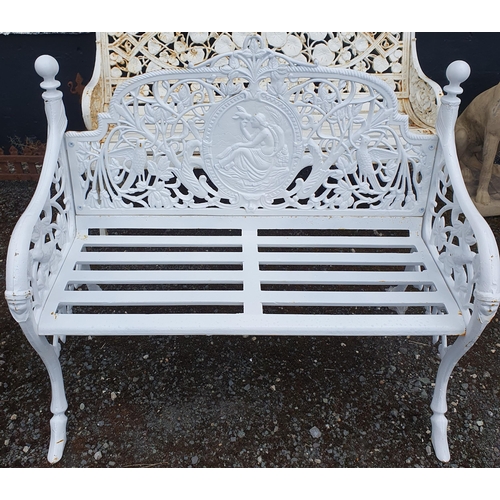 495 - A really good pair of Cast Iron Benches with pierced outline.
H 90 x W 106 x D 60 cm approx.