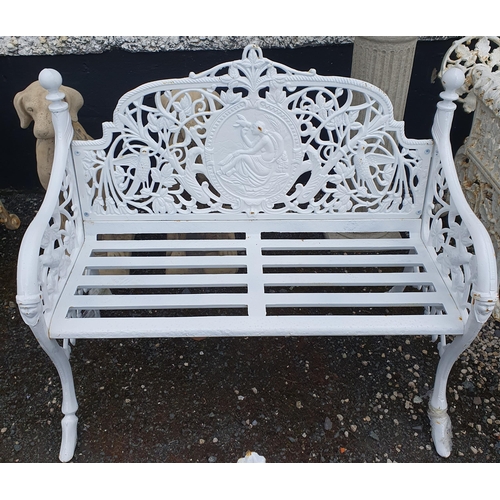 495 - A really good pair of Cast Iron Benches with pierced outline.
H 90 x W 106 x D 60 cm approx.