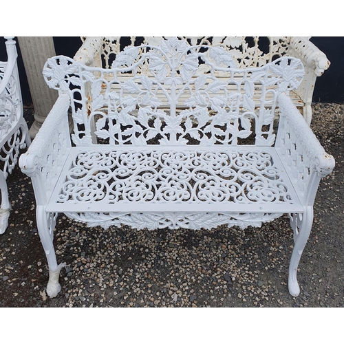 496 - A really good pair of Cast Iron Benches with pierced outline.
H 86 x W 110 x D 58 cm approx.