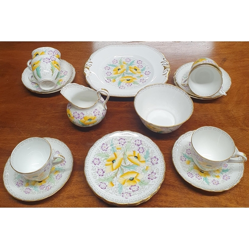 509 - 'Gloria' New Chelsea part Tea set along with a Wedgewood sandwich plate and a Belleek  bowl .