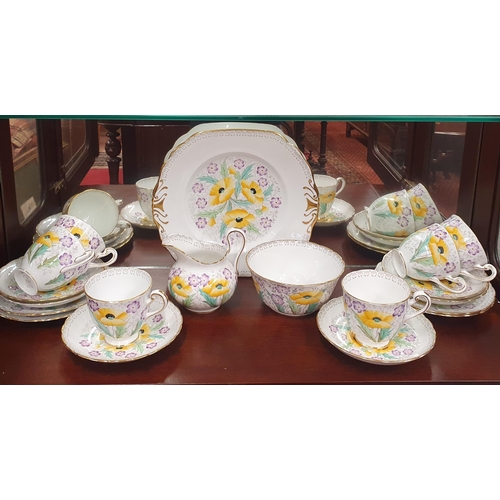 509 - 'Gloria' New Chelsea part Tea set along with a Wedgewood sandwich plate and a Belleek  bowl .