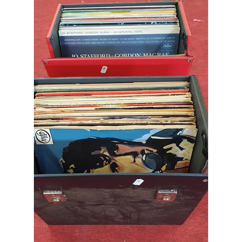 522 - A Murphy's Vinyl Record player along with 2 boxes of records. Mixed lot Mainly Oldies ,Irish and Mus... 