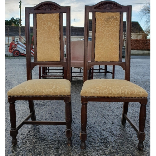 36 - A pair of high back Mahogany Chairs with fabric seats. W 49 x D 52 x H 112   cm approx.