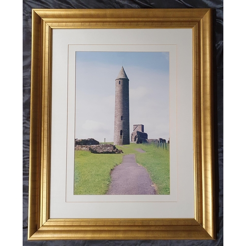 135 - A Really Good Gilt Picture Frame with Mounted Photography Images . 
Height 96 x 77 cm approx.