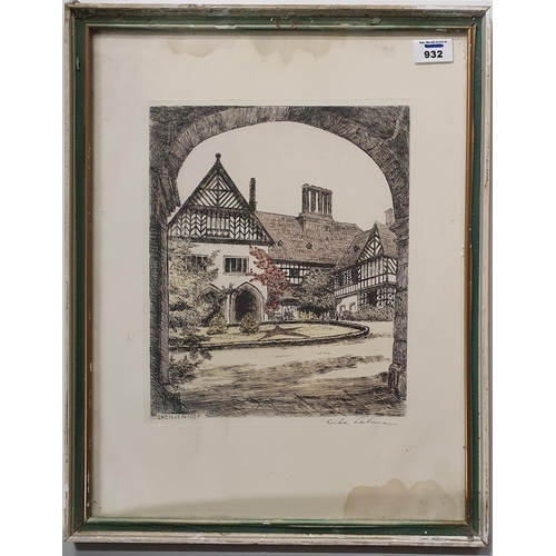 932 - A signed coloured Engraving, Cecilienhof.