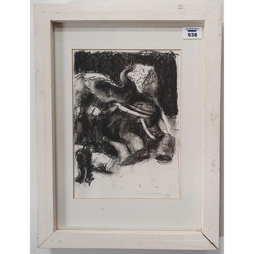 938 - A framed charcoal of an Elephant.