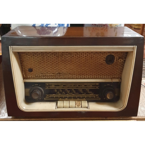 964 - A Vintage Radio along with two early 20th Century Prints.