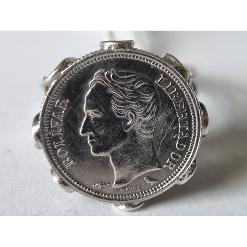 430 - A nice Silver coin Ring, size J.