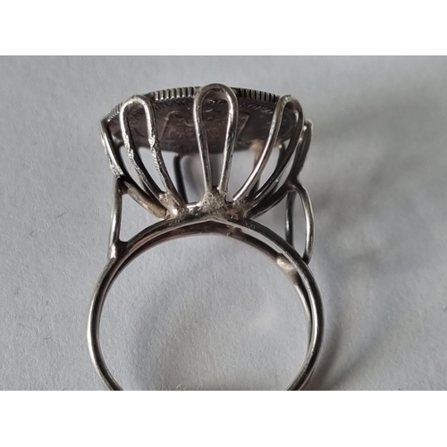 430 - A nice Silver coin Ring, size J.