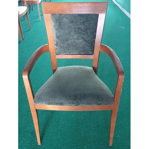 100 - A Rosewood effect restaurant dining chair with Green upholstery .
H 90 x W 56 x D 49 , seat height 4... 