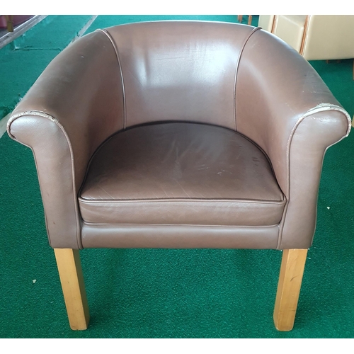 170 - A Tub chair , Brown leather effect.
H 83 x 70 x 60 , seat Height 46 cm approx.
(generic photo slight... 