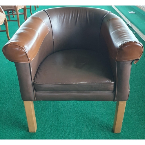 179 - A Tub chair , Brown leather effect.
H 83 x 70 x 60 , seat Height 46 cm approx.
(As seen )
Please not... 