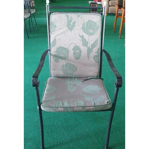 2 - A set of 4 metal Garden Chairs with cushions.
H 100 x W 54 x D 60 cm approx.
(generic photo slight d... 