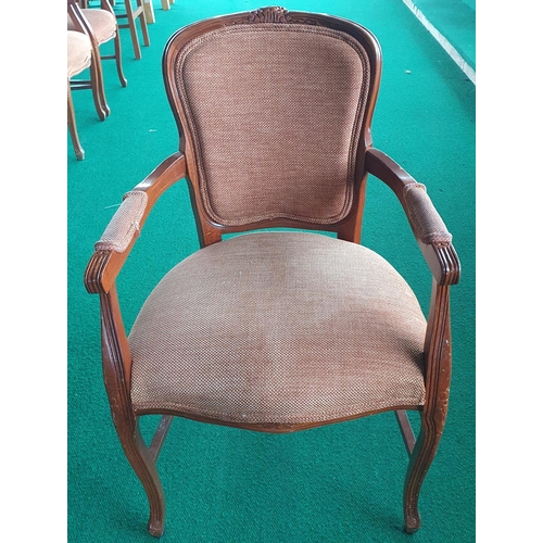 198 - Timber framed Carver Chair Upholstered seat.
H 95 x 60 x 50, seat height 52 cm approx.
(generic phot... 