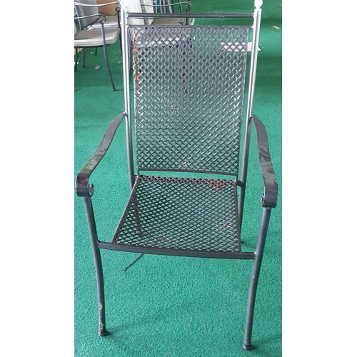 2 - A set of 4 metal Garden Chairs with cushions.
H 100 x W 54 x D 60 cm approx.
(generic photo slight d... 