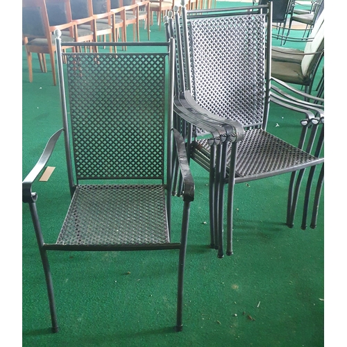 4 - A set of 4 metal Garden Chairs with cushions.
H 100 x W 54 x D 60 cm approx.