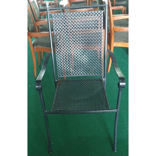 4 - A set of 4 metal Garden Chairs with cushions.
H 100 x W 54 x D 60 cm approx.