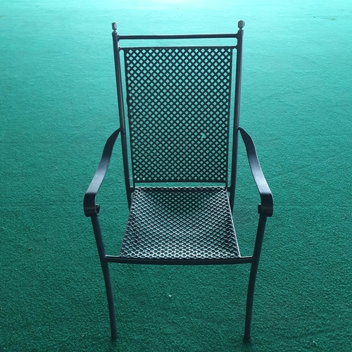 4 - A set of 4 metal Garden Chairs with cushions.
H 100 x W 54 x D 60 cm approx.