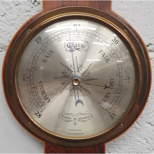 65 - A Rosewood and Veneered Banjo Barometer. By Conitti of London. H 81 cm approx.